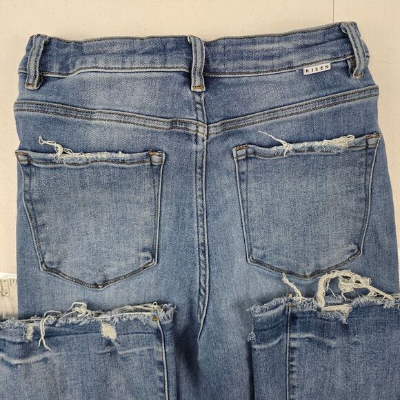 Risen RDP5713‎ High Rise Ankle Flare Jeans blue denim 11/30 womens 4880 - Picture 4 of 13